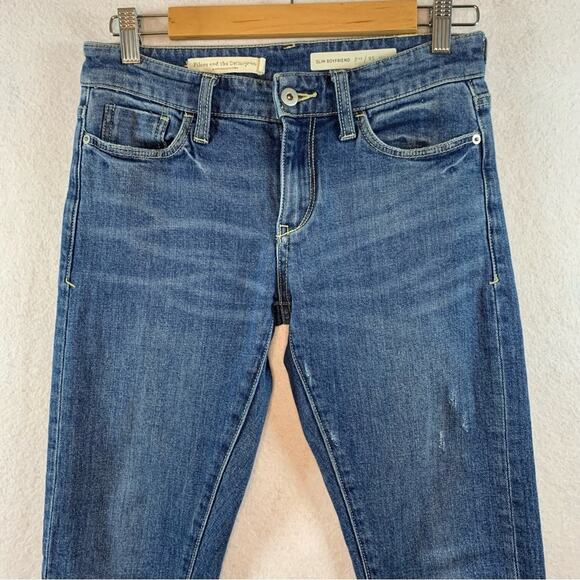 PILCRO by Anthropologie‎ Boyfriend Slim Cropped Jeans Raw Hem Cuffed READ - Picture 2 of 15